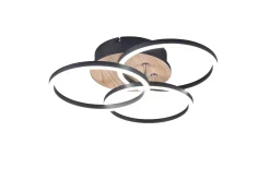 Circle LED Taklampa mattsvart/ trä