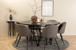 Copenhagen Matgrupp 140 cm Rund med 6 Velvet stolar