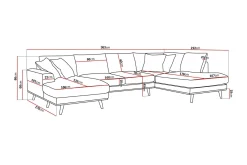 Copenhagen Premium 5-sits Högervänd U-formad Djup Soffa med Divan och Schäslong i Chenille