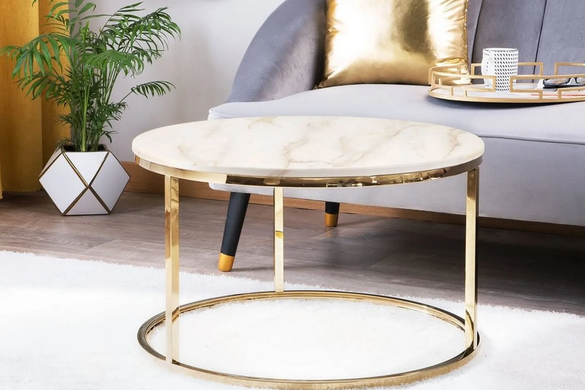 Coralla Soffbord 70 cm Runt Marmormönster