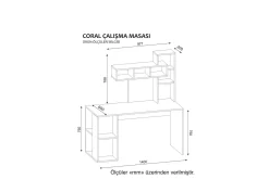 Coralle Skrivbord 140 cm med Förvaring Hyllor