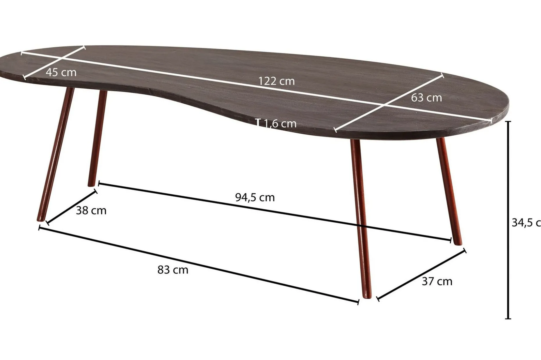 Corkrean Soffbord 122 cm Njurformat