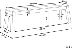 Coteto 3-sits Sittbänk Utomhus 160 cm