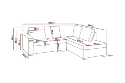 Crazy 3-sits Högervänd L-formad Schäslongsoffa i Tyg