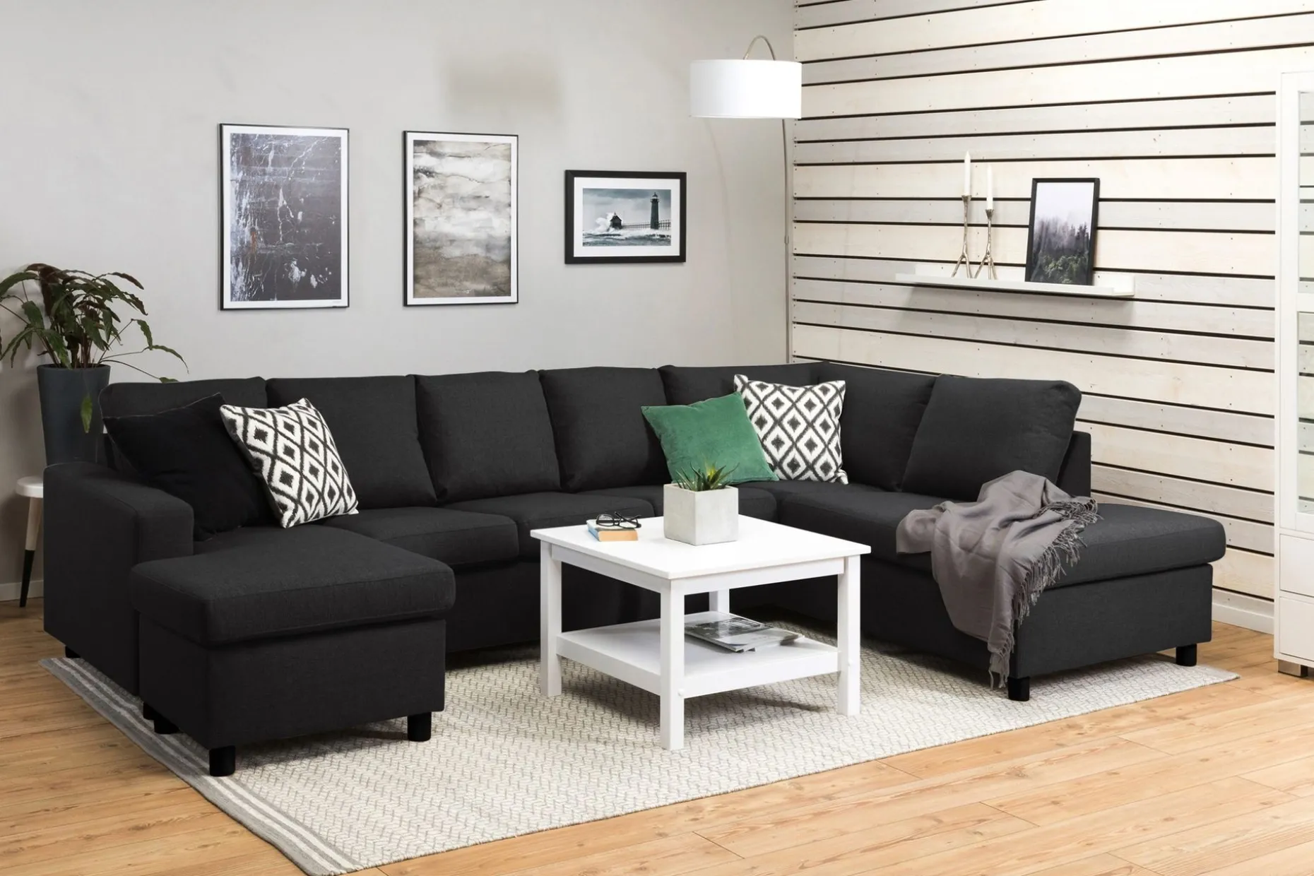 Crazy 5-sits Högervänd U-formad X-Large Soffa med Divan och Schäslong i Tyg