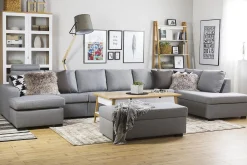 Crazy 6-sits Högervänd U-formad XX-Large Soffa med Divan och Schäslong i Tyg