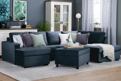 Crazy 4-sits Högervänd U-formad Large Soffa med Divan och Schäslong i Sammet