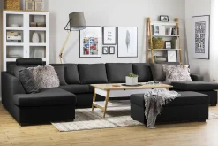Crazy 6-sits Vänstervänd U-formad XX-Large Soffa med Divan och Schäslong i Tyg