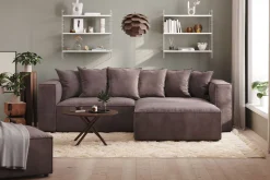 Cubo 4-sits L-formad Djup Modulsoffa med Divan i Sammet