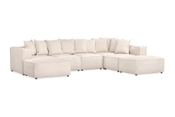 Cubo 5-sits U-formad Djup Modulsoffa Med Divan och Schäslong i Sammet