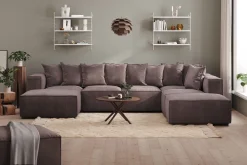 Cubo 5-sits U-formad Djup Modulsoffa Med Divan och Schäslong i Sammet