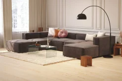 Cubo 5-sits U-formad Djup Modulsoffa Med Divan och Schäslong i Sammet
