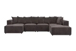 Cubo 5-sits U-formad Djup Modulsoffa Med Divan och Schäslong i Sammet