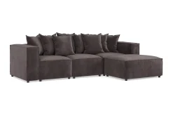 Cubo 4-sits Vändbar L-formad Djup Modulsoffa med Divan i Sammet