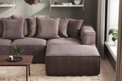 Cubo 4-sits Vändbar L-formad Djup Modulsoffa med Divan i Sammet