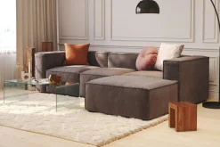 Cubo 4-sits Vändbar L-formad Djup Modulsoffa med Divan i Sammet