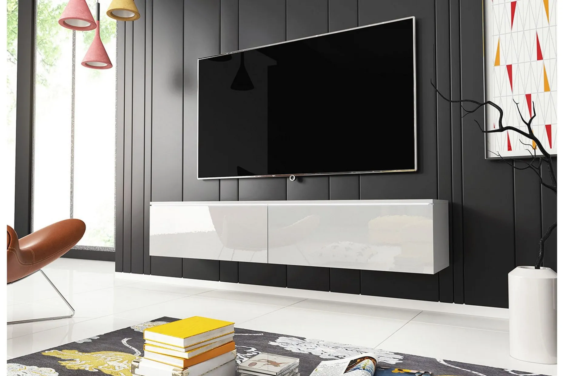 Cuguen TV-bänk 140 cm LED-belysning