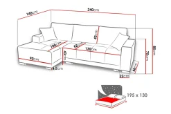 Dallas Divanbäddsoffa 240x140x80 cm