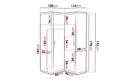Dallas Garderob 100x58x192 cm LED-belysning