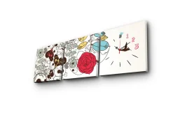Dekorativ Canvasmålning med Klocka 3 Delar