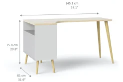 Delta Skrivbord 145 cm med Förvaring Lådor + Hyllor