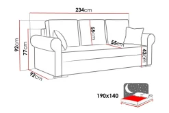 Denegal 3-sits Bäddsoffa Light grey/Dark grey