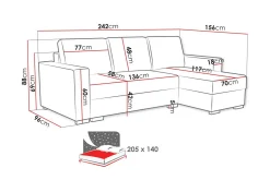 Denegal 3-sits Hörnbäddsoffa