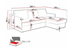 Denegal 3-sits Hörnbäddsoffa
