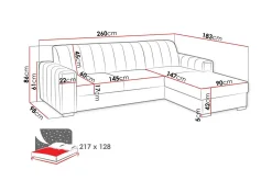 Denegal 3-sits Hörnbäddsoffa Black