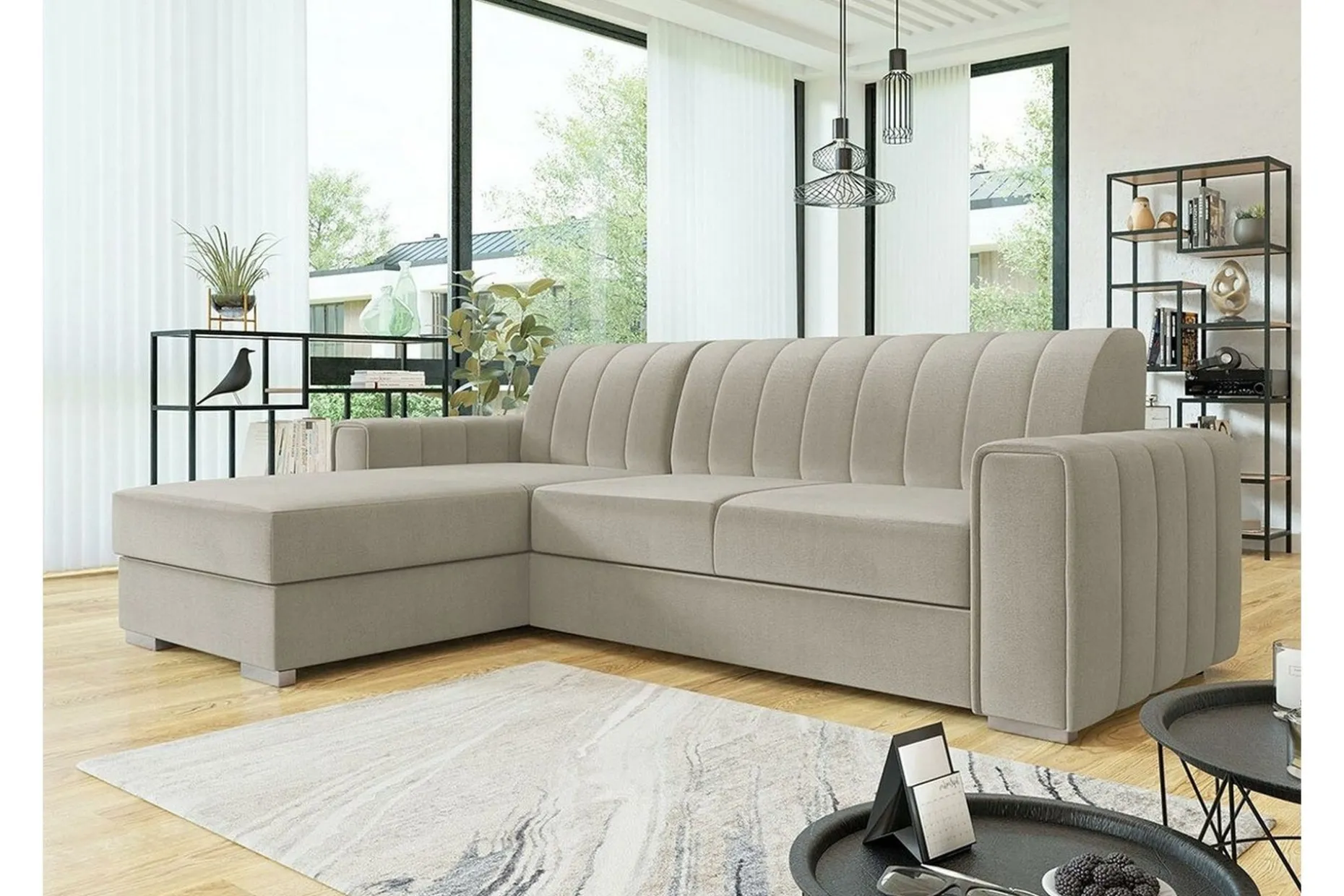 Denegal 3-sits Hörnbäddsoffa beige