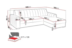 Denegal 3-sits Hörnbäddsoffa Green