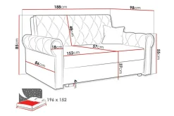 Denegal 2-sits liten bäddsoffa i Plysch