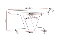 Denogal Matbord 90 cm Grey