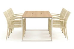 Devon utomhus matgrupp 210x100 cm med 6 Thor Light utefåtöljer