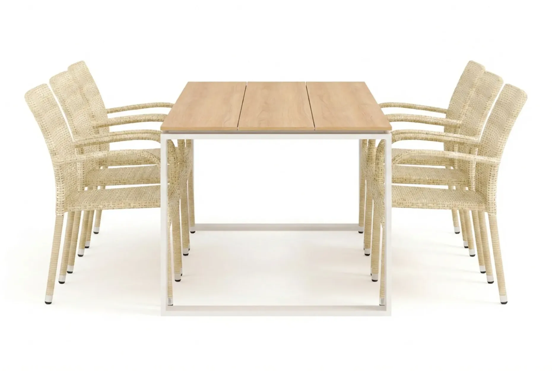 Devon utomhus matgrupp 210x100 cm med 6 Thor Light utefåtöljer