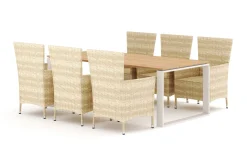 Devon utomhus matgrupp 210x100 cm med 6 Thor fåtöljer