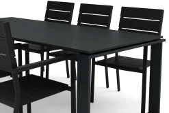Devon utomhus matgrupp 210x100 cm med 6 Tunis stapelstolar