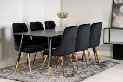 Dipp Matgrupp 180 cm Rektangulär med 6 Velvet Deluxe stolar
