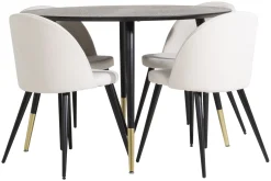 Dipp Matgrupp 115 cm Rund med 4 Velvet stolar