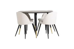 Dipp Matgrupp 115 cm Rund med 4 Velvet stolar