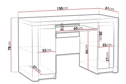 Domardon Skrivbord 130 cm med Förvaring 2 Skåp