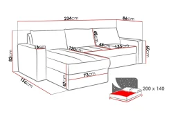 Domino Divanbäddsoffa 234x156x82 cm