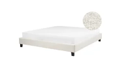 Dubbelsäng Roanne med lamellram Beige-Mörkt Trä, 180x200 cm, Bouclé