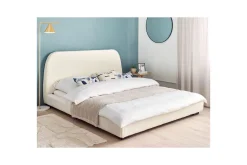 Dubbelsäng Roisel med lamellram 160x200, Bouclé