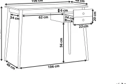 Ebeme Skrivbord 106 cm med Förvaring 2 Lådor