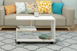Elegancia Soffbord 80 cm med Förvaring Hylla på Hjul