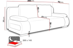 Emma Bäddsoffa 200x94x76 cm