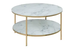 Epiffer Soffbord 80 cm Runt med Förvaring Hylla Marmormönste