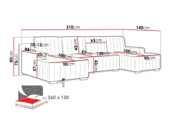 Esher Bäddsoffa Dubbeldivan 4-sits i Plysch