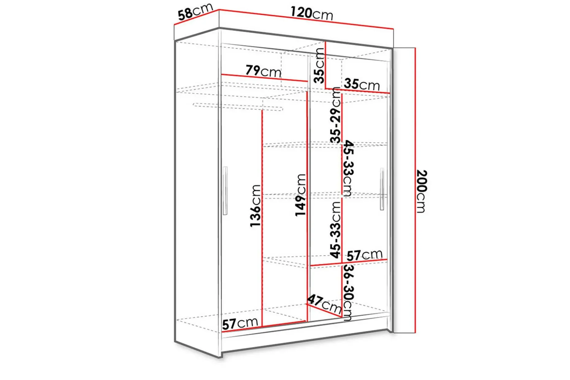 Estella Garderob 120 cm Skjutdörrar